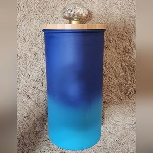 Blue Ombre Glass Canister with Seashell Knob Lid